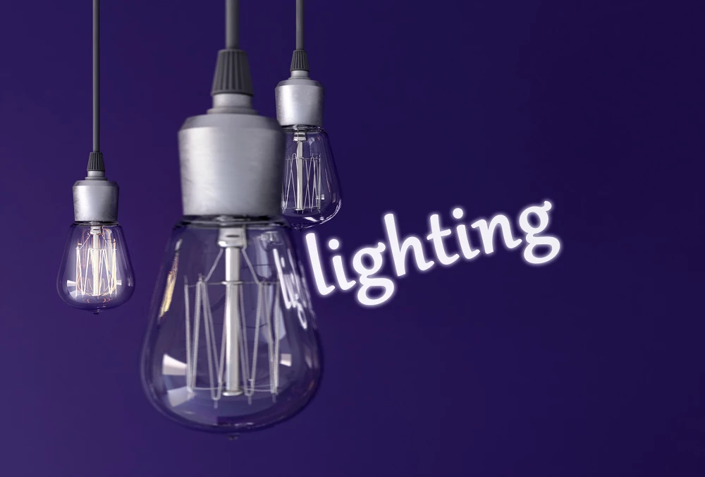 Wizualizacja produktowa żarówek z napisem lighting | Pesponet