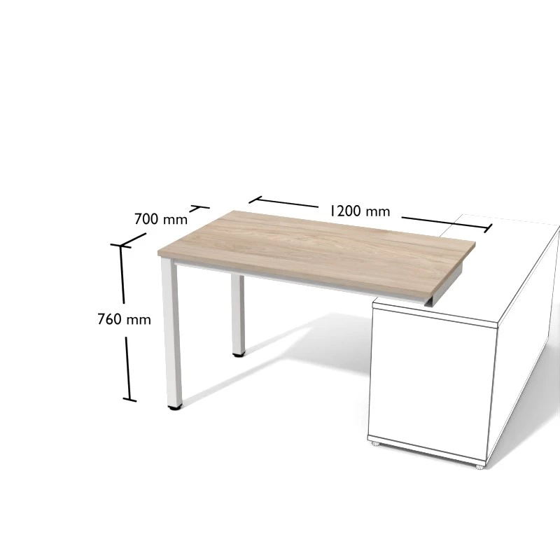 Biurko jednostronne do stosowania z kontenerem podporowym.