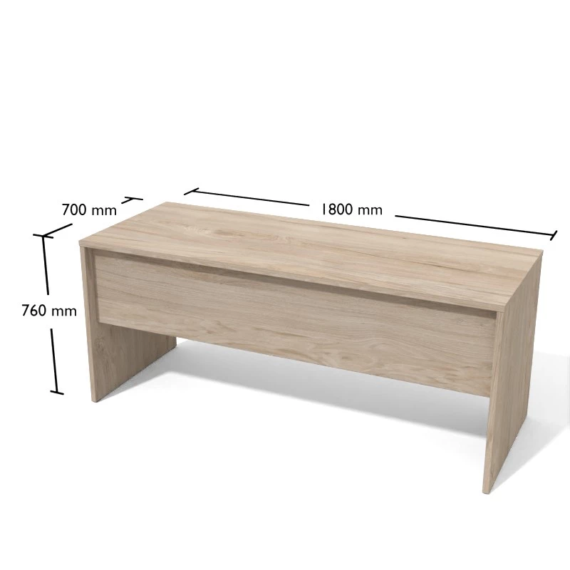 Biurko o długości 180cm i szerokości 70cm. Wysokość biurka 76cm.