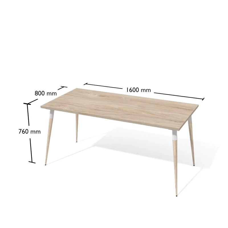 Nowoczesne i designerskie biurko proste na ukośnych nogach wykonanych z toczonego drewna bukowego. Wymiary biurka 160x80 cm