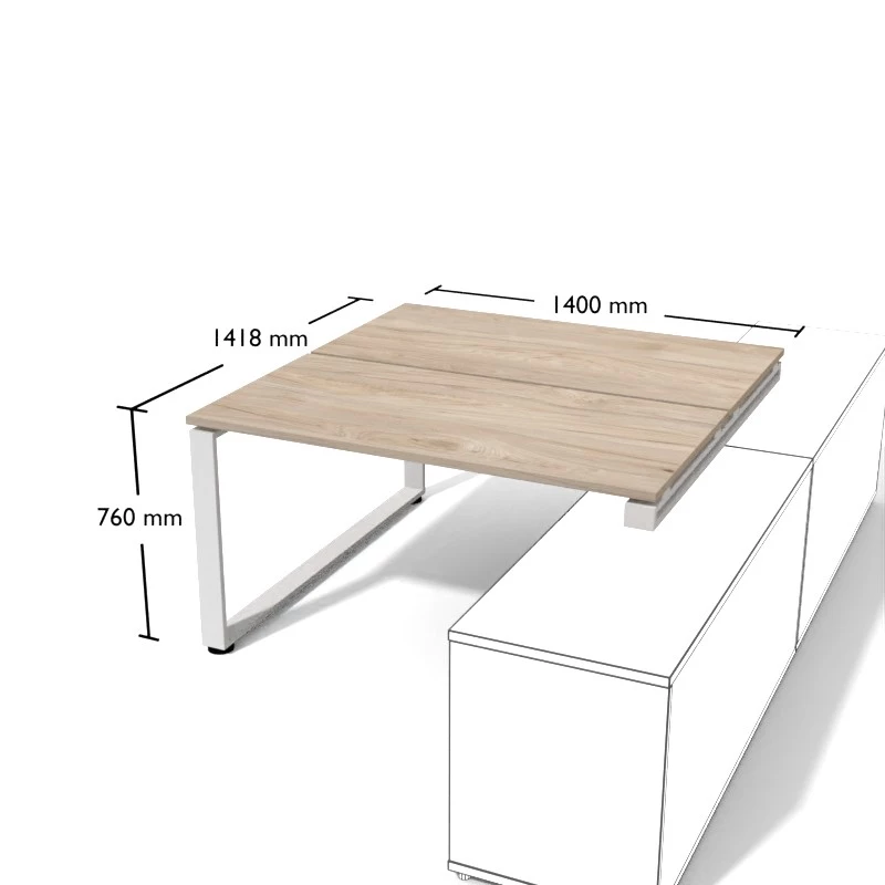 Biurko dwuosobowe 140cm podparte na kontenerze