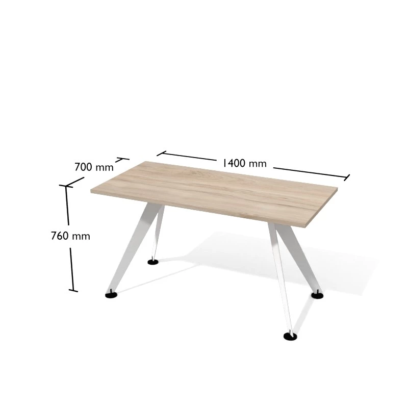 Biurko proste na konstrukcji metalowej, nogi skośne. Wymiar biurka 140x70 cm. Pesponet - meble biurowe Kielce