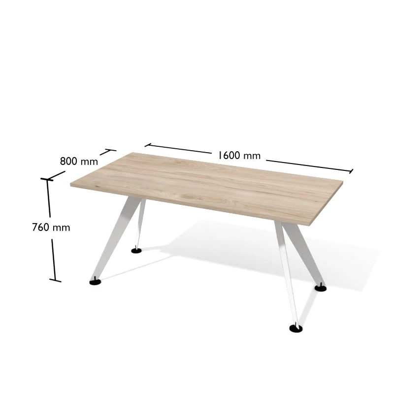 Biurko proste na konstrukcji metalowej, nogi skośne. Wymiar biurka 160x80 cm. Pesponet - meble biurowe Kielce