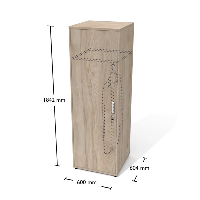 Rysunek szafy ubraniowej wraz z wymiarami
