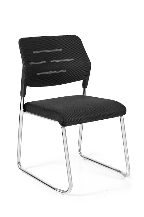 Niedrogie, nowoczesne krzesło konferencyjne na metalowym stelażu. Oparcie siatkowe.