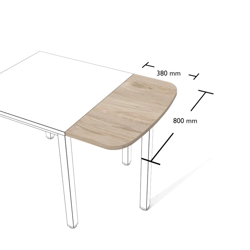 Rysunek dostawki do biurka wraz z wymiarami