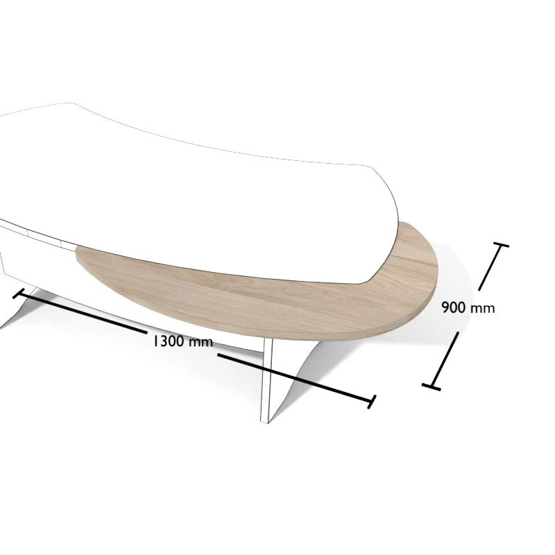 Rysunek dostawki do biurka gabinetowego wraz z wymiarami