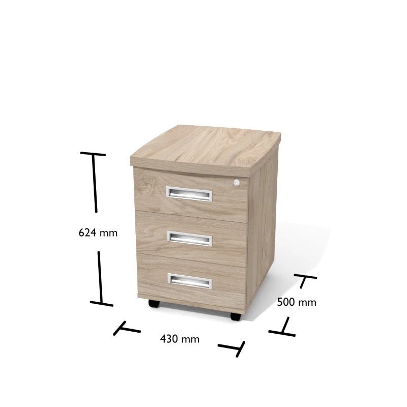 Rysunek kontenera gabinetowego wraz z wymiarami