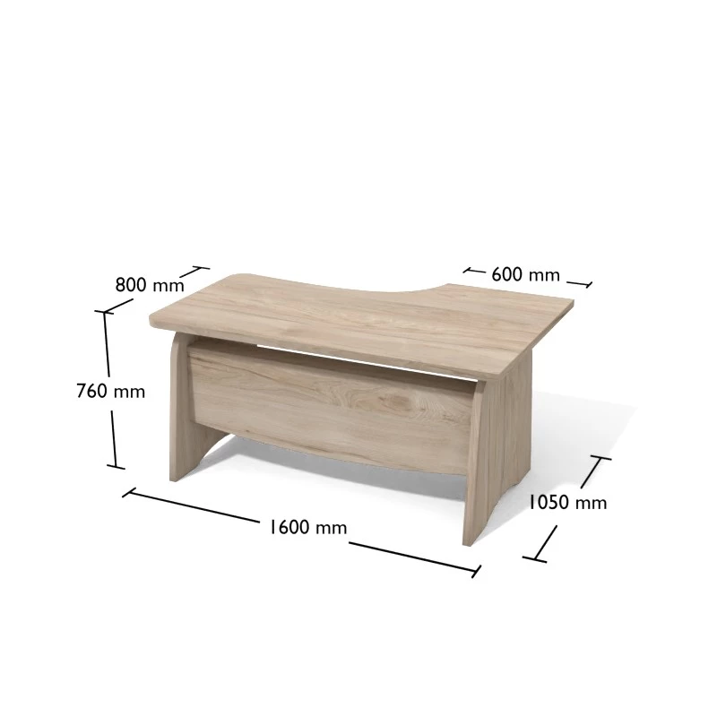 Rysunek biurka gabinetowego wraz z wymiarami