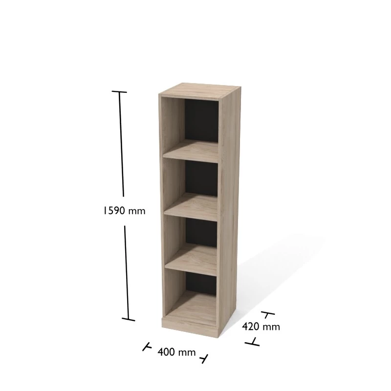 Rysunek regału gabinetowego z wymiarami