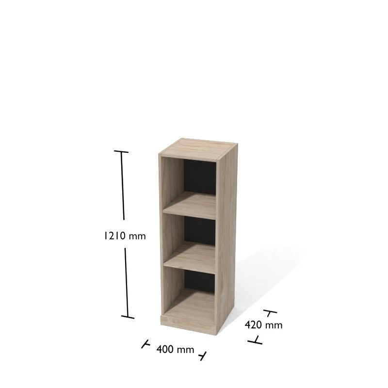Rysunek regału do gabinetu wraz z wymiarami