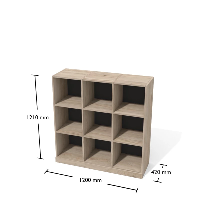 Rysunek regału gabinetowego wraz z wymiarami